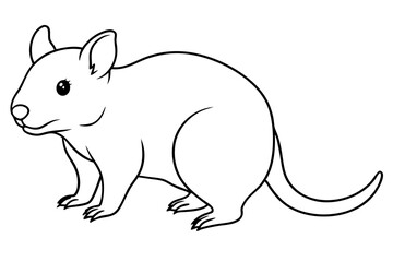 quokka silhouette line art vector illustration with a white background