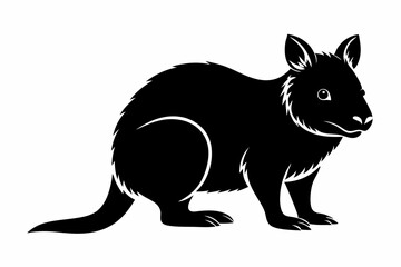 quokka silhouette line art vector illustration with a white background