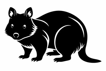 quokka silhouette line art vector illustration with a white background