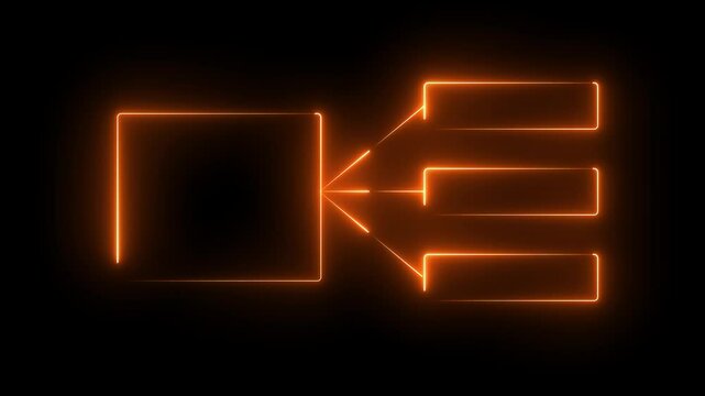 Glowing neon line Business hierarchy organogram chart infographics icon isolated. Neon flowchart, Corporate organizational structure graphic elements, decision tree, network diagram 4k animation