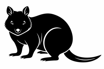 quokka silhouette line art vector illustration with a white background