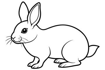 rabbit silhouette line art vector illustration with a white background