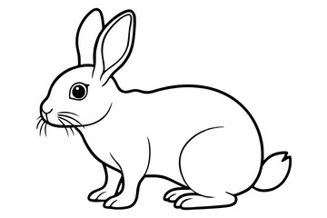 rabbit silhouette line art vector illustration with a white background
