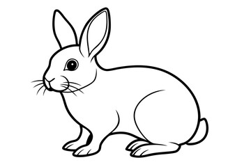 rabbit silhouette line art vector illustration with a white background
