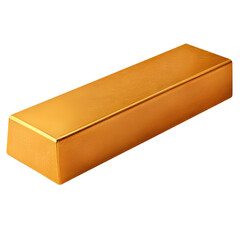 Shiny gold bar gleaming under light, symbolizing wealth and prosperity in the realm of precious metals and finance isolated on a white background.