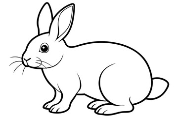 rabbit silhouette line art vector illustration with a white background