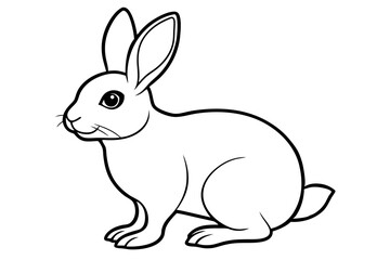 rabbit silhouette line art vector illustration with a white background