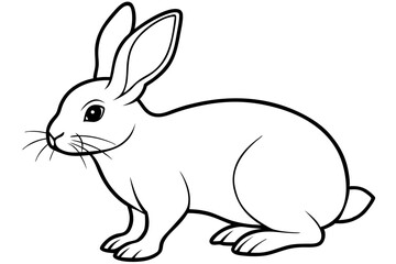 rabbit silhouette line art vector illustration with a white background