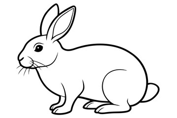 rabbit silhouette line art vector illustration with a white background