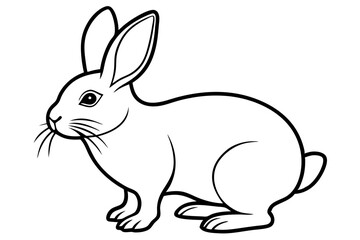rabbit silhouette line art vector illustration with a white background