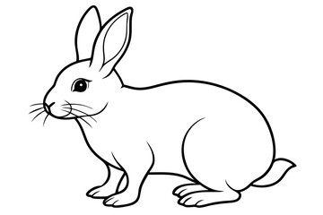 rabbit silhouette line art vector illustration with a white background