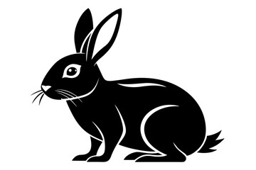 rabbit silhouette line art vector illustration with a white background