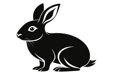 rabbit silhouette line art vector illustration with a white background