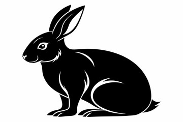 rabbit silhouette line art vector illustration with a white background