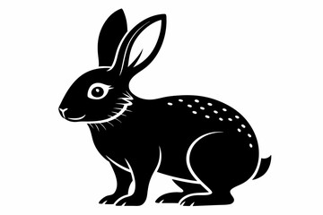 rabbit silhouette line art vector illustration with a white background
