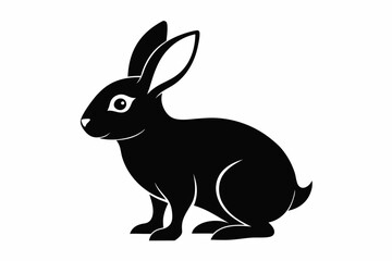 rabbit silhouette line art vector illustration with a white background