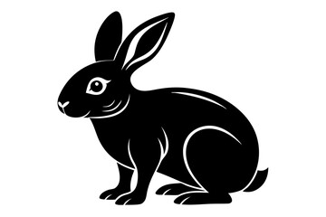 rabbit silhouette line art vector illustration with a white background