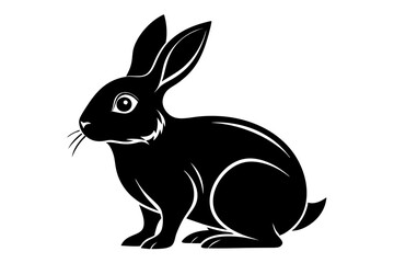 rabbit silhouette line art vector illustration with a white background