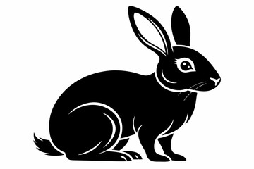 rabbit silhouette line art vector illustration with a white background