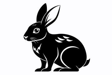 rabbit silhouette line art vector illustration with a white background