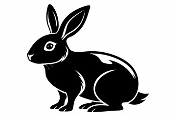 rabbit silhouette line art vector illustration with a white background