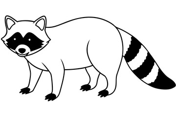 raccoon silhouette line art vector illustration with a white background