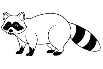 raccoon silhouette line art vector illustration with a white background