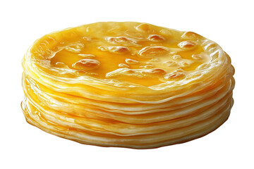 Golden Roti Stack Drizzled with Honey a Delicious Treat Close up Shot on Black Background