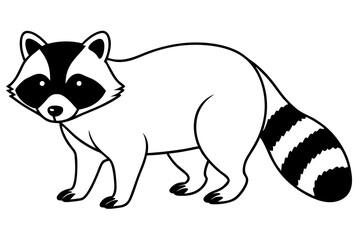 raccoon silhouette line art vector illustration with a white background