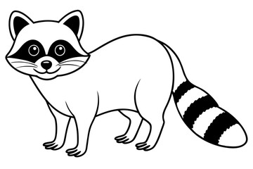 raccoon silhouette line art vector illustration with a white background