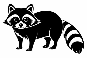 raccoon silhouette line art vector illustration with a white background