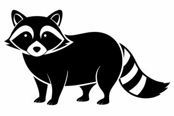 raccoon silhouette line art vector illustration with a white background