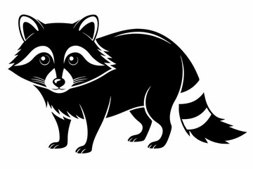 raccoon silhouette line art vector illustration with a white background