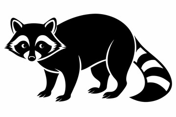 raccoon silhouette line art vector illustration with a white background