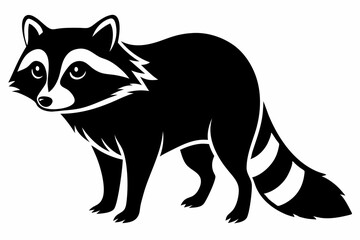 raccoon silhouette line art vector illustration with a white background