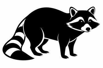 raccoon silhouette line art vector illustration with a white background