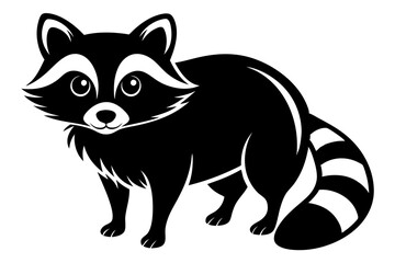 raccoon silhouette line art vector illustration with a white background