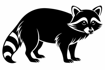 raccoon silhouette line art vector illustration with a white background