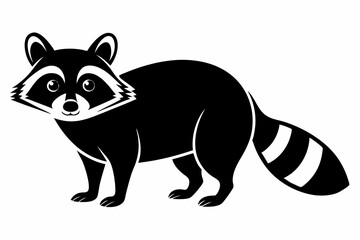 raccoon silhouette line art vector illustration with a white background
