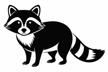 raccoon silhouette line art vector illustration with a white background