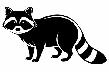 raccoon silhouette line art vector illustration with a white background