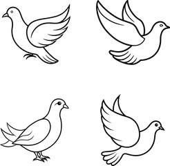 Peaceful Dove Harmony Line Art Illustration