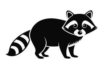 raccoon silhouette line art vector illustration with a white background