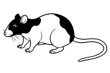 rat silhouette line art vector illustration with a white background
