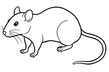 rat silhouette line art vector illustration with a white background