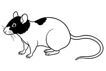 rat silhouette line art vector illustration with a white background