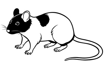 rat silhouette line art vector illustration with a white background