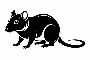 rat silhouette line art vector illustration with a white background
