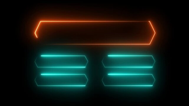 Quiz template Animation with option selection on black background, Animation of a neon blue quiz line with a choice of answer options. black background with 4k animation