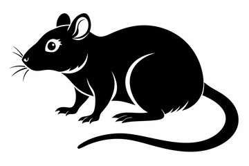 rat silhouette line art vector illustration with a white background